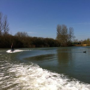 wakeboarding with ducks