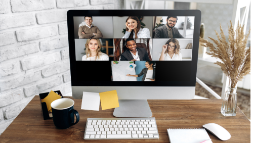 a remote meeting on a computer